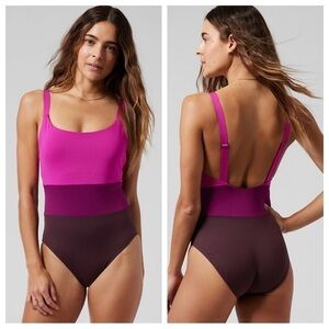 Athleta Coastline Electric Fuchsia one piece colorblock swimsuit NWT